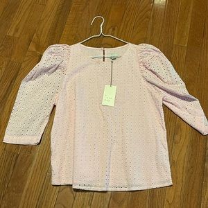 Pink eyelet top